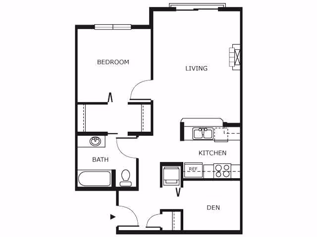 1 Bed 1 Bath A6 307 floor plan
